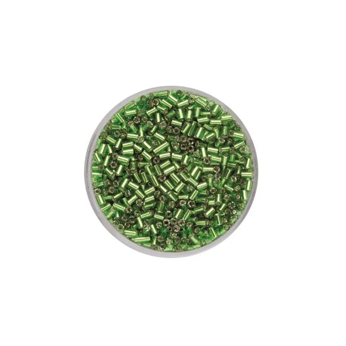 Glass Bugles 2.0mm 17g, Silver Luster Light Green