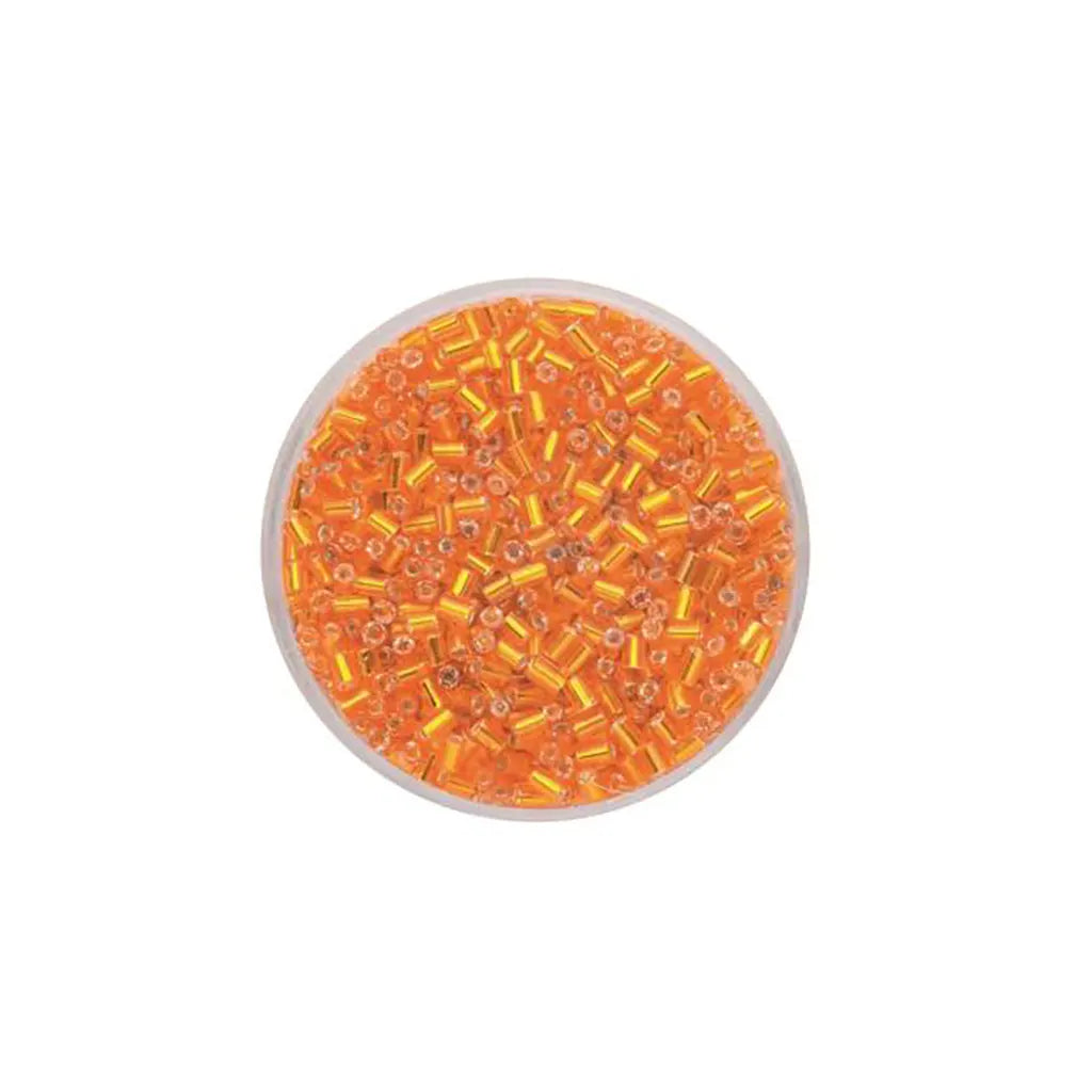 Glass Bugles 2.0mm 17g, Silver Luster Orange