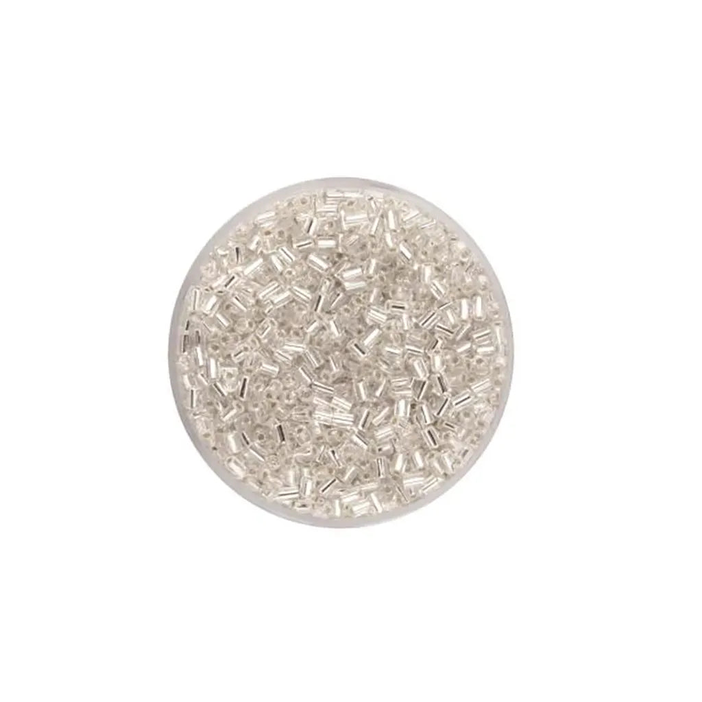 Glass Bugles 2.0mm 17g, Silver Luster White