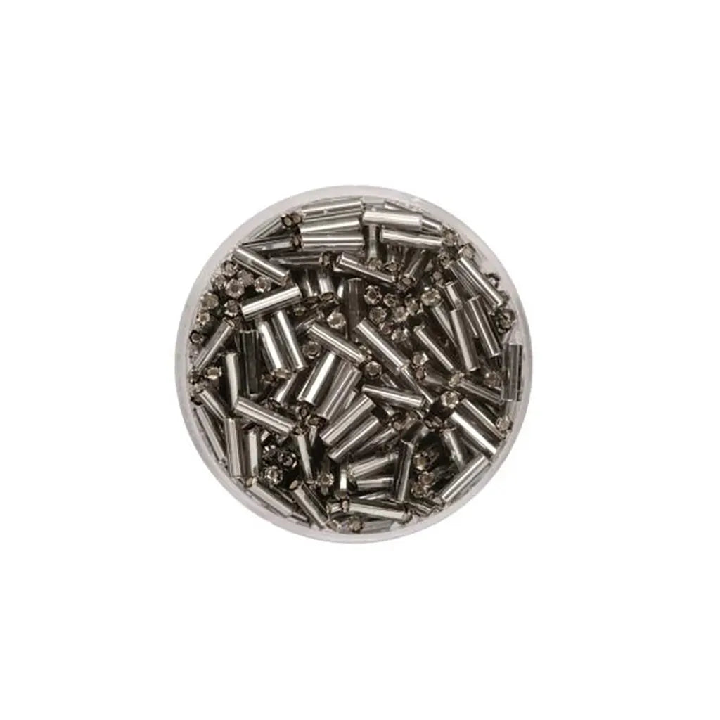Glass Bugles 2.0mm 17g, Silver Luster Grey