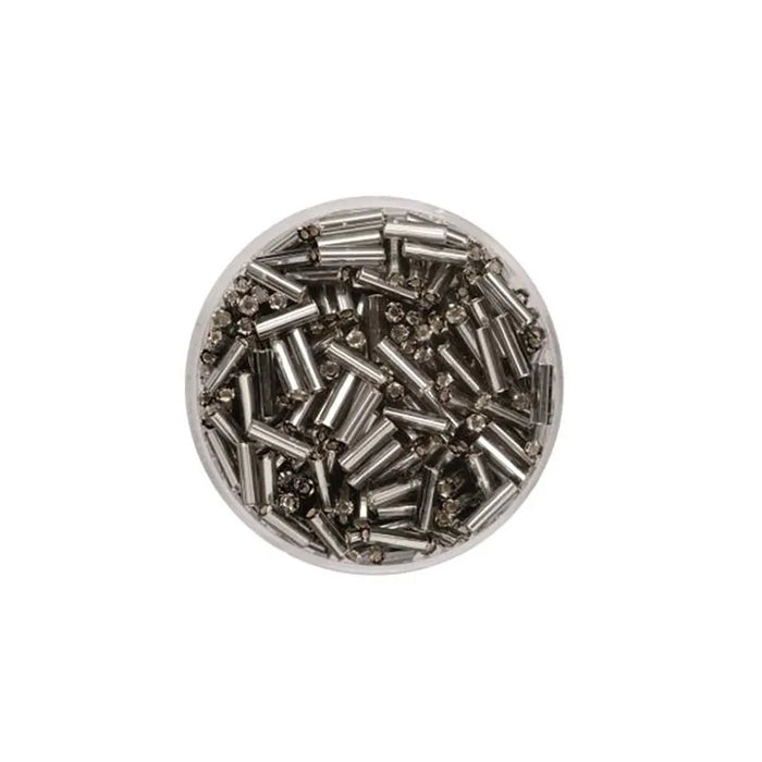 Glass Bugles 2.0mm 17g, Silver Luster Grey