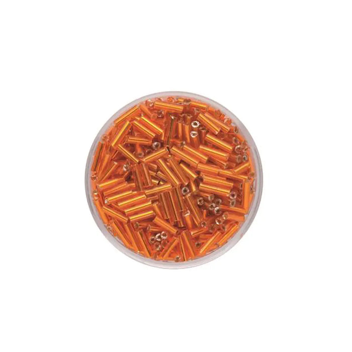 Bugle Beads 6mm 17g, Silver/Orange