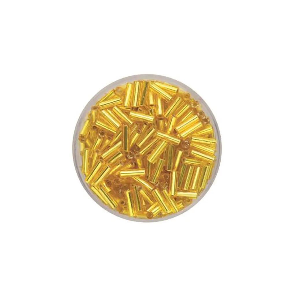 Glass Bugles 6.0mm 17g, Silver Luster Yellow