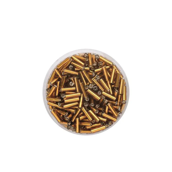 Glass Bugles 6.0mm 17g, Silver Luster Light Brown