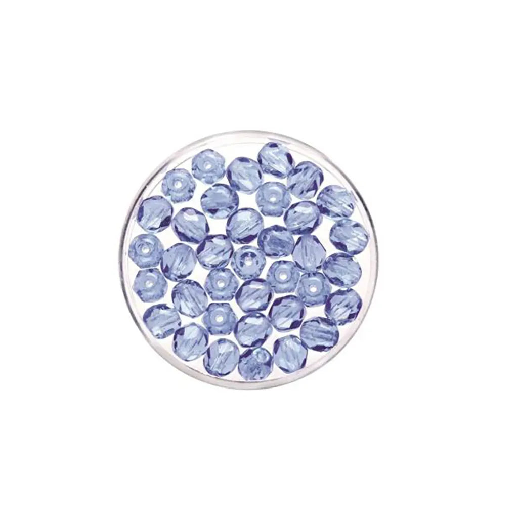 Glass Beads 6mm 50pcs, Sapphire
