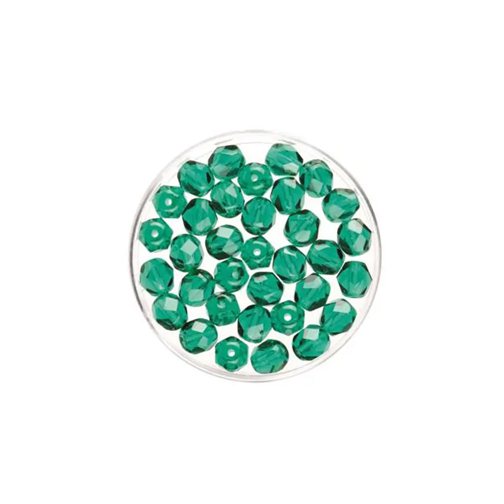 Glass Beads 6mm 50pcs, Emerald