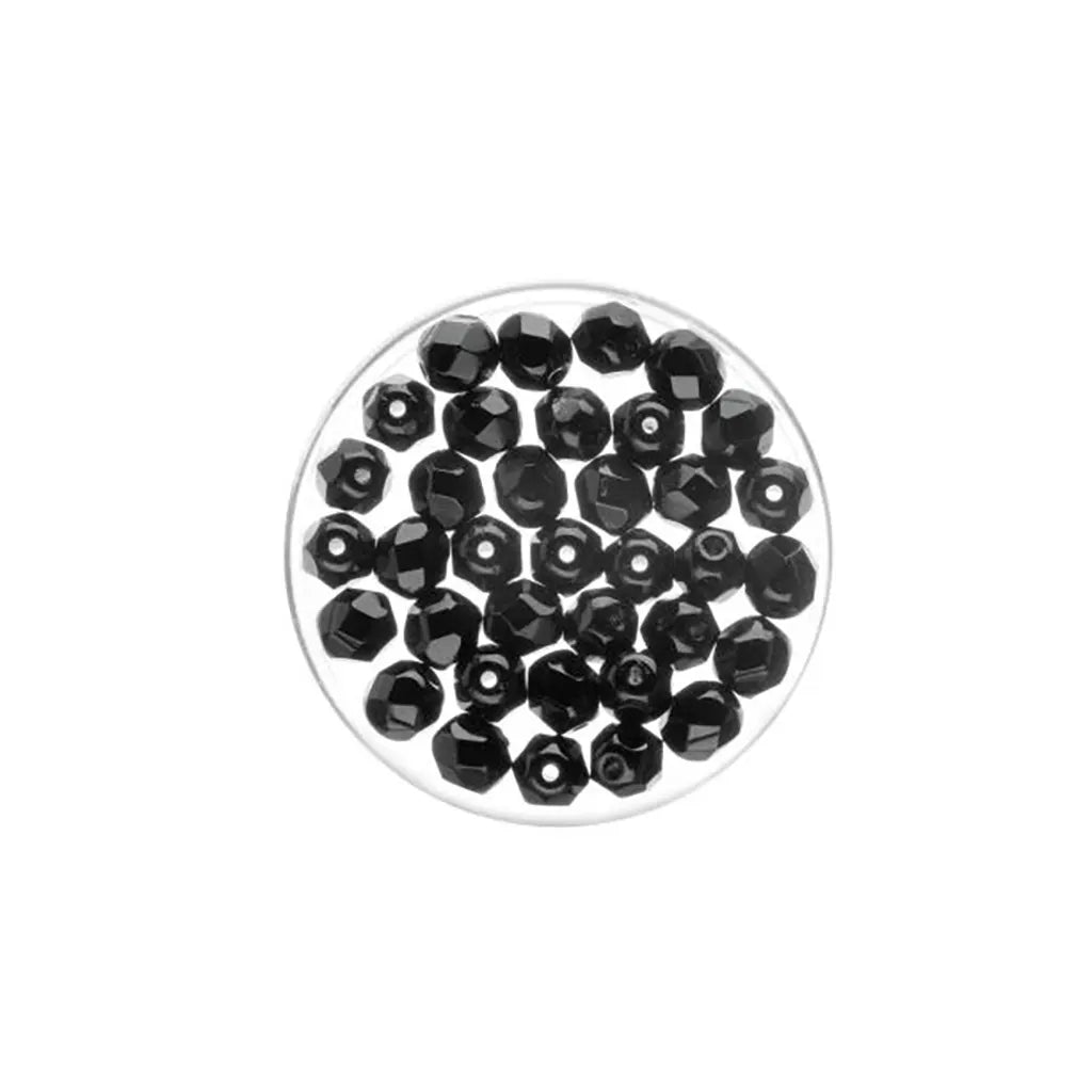 Glass Beads 6mm 50pcs, Black