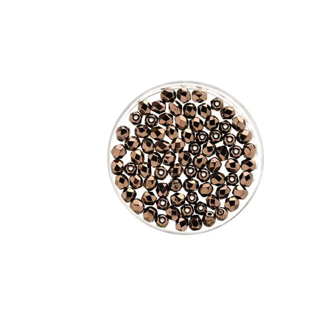 Glass Beads 6mm 50pcs, Copper