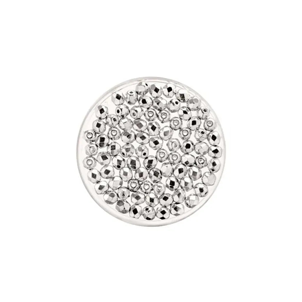 Glass Beads 6mm 50pcs, Silver