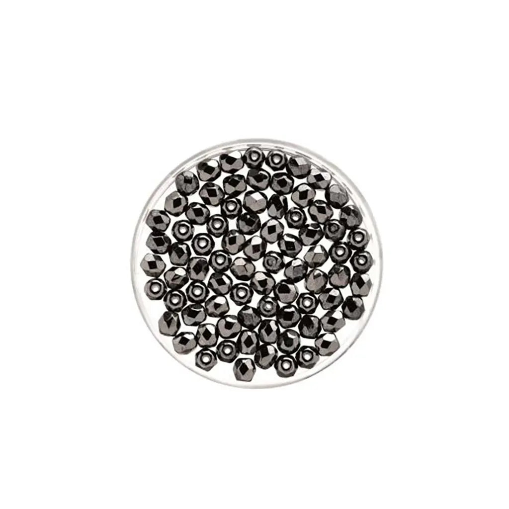 Glass Beads 6mm 50pcs, Hematite