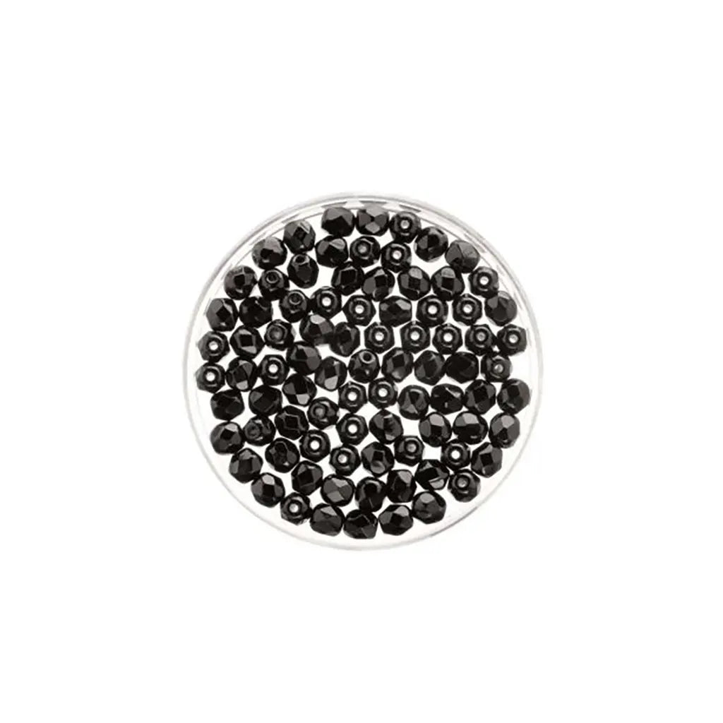 Glass Beads 4mm 100pcs, Black