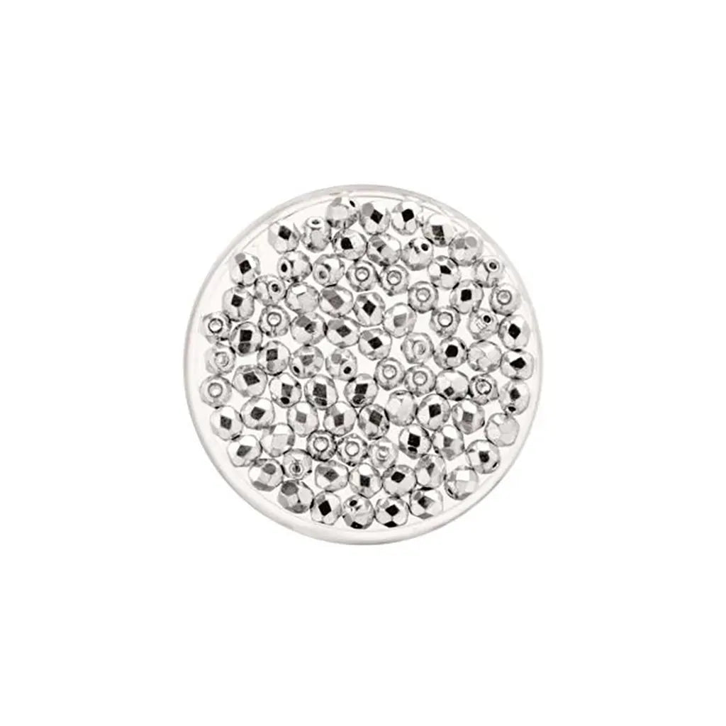 Glass Beads 4mm 100pcs, Silver