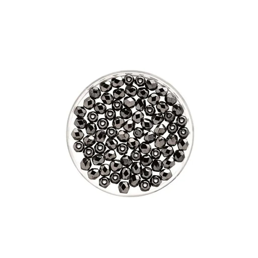 Glass Beads 4mm 100pcs, Hematite