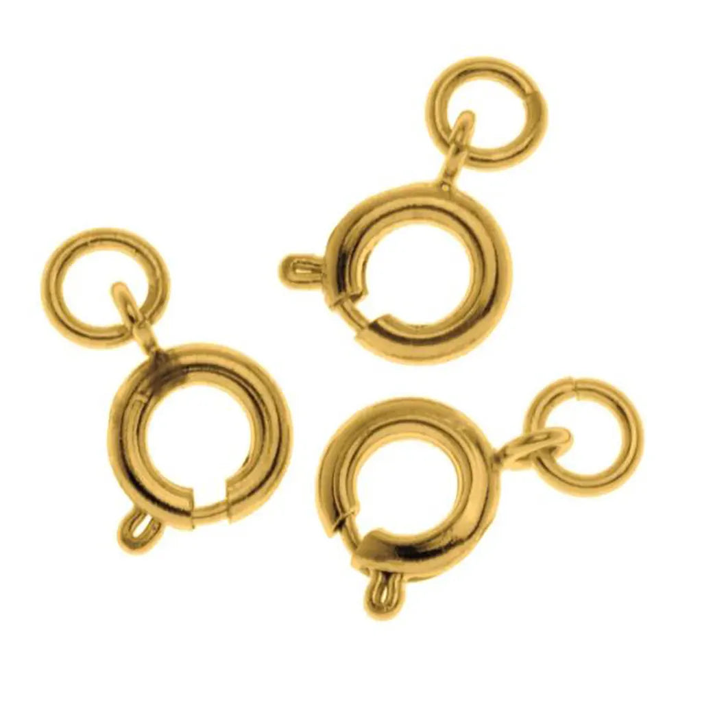 Spring Ring With Ring 5pcs 9mm Gold