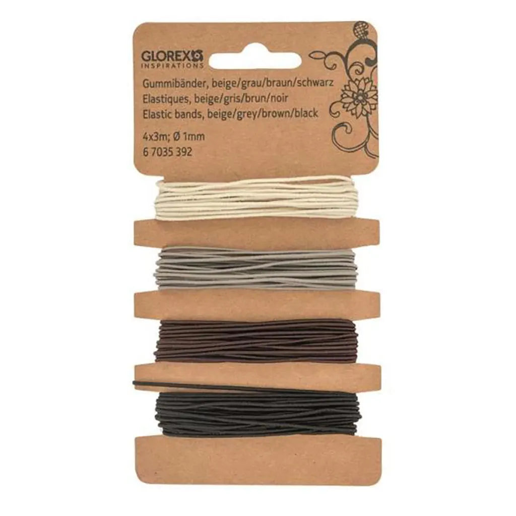 Elastic bands 4x3m; 1mm Beige/Grey/Brown/Black