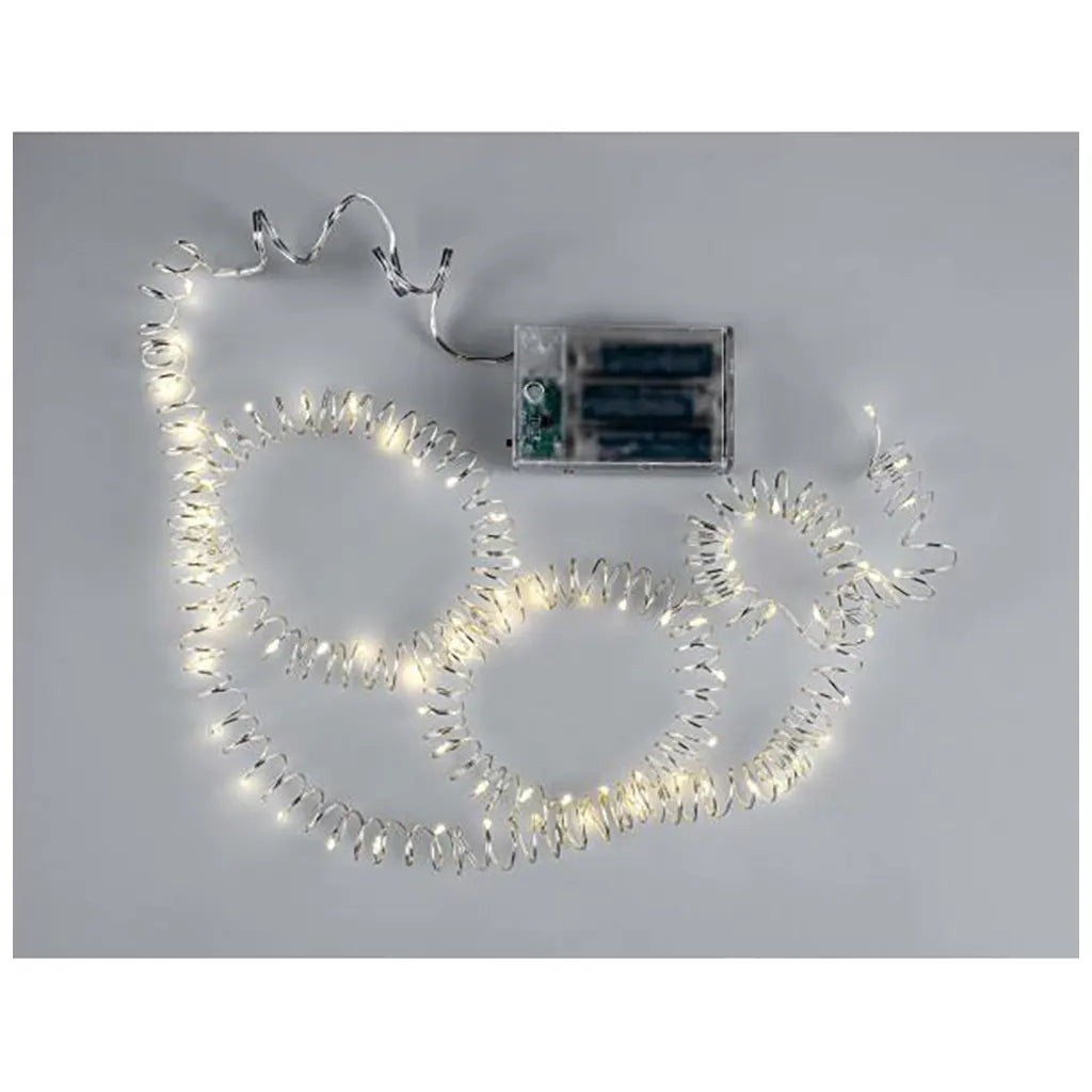 LED Light Garland 70 Lights Timer Warm White, 3AA Battery