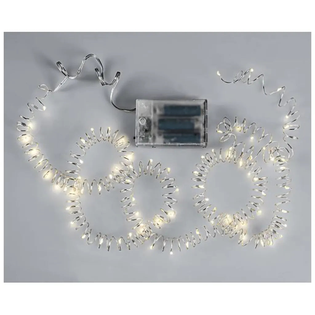 LED Light Garland 80 Lights Timer Warm White, 3AA Battery