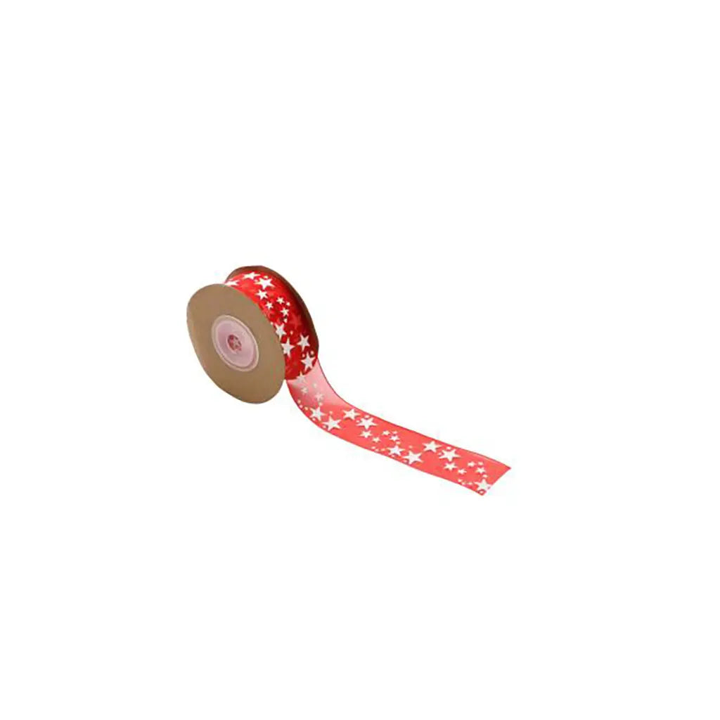 Organza Ribbon with star Red 2.5x500cm