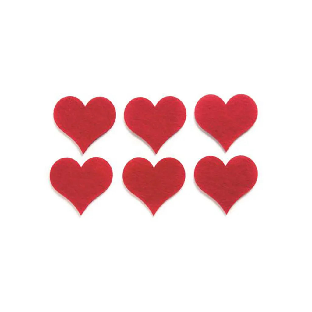 Felt Hearts 6pcs 6cm, Red