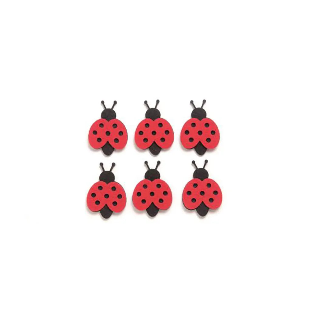 Felt Ladybirds 6pcs 5.7cm, Red