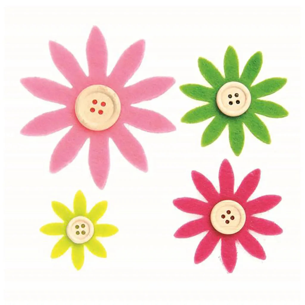 Felt Flower 12Pcs Assorted 3.5-7cm, Lilac, Pink, Green