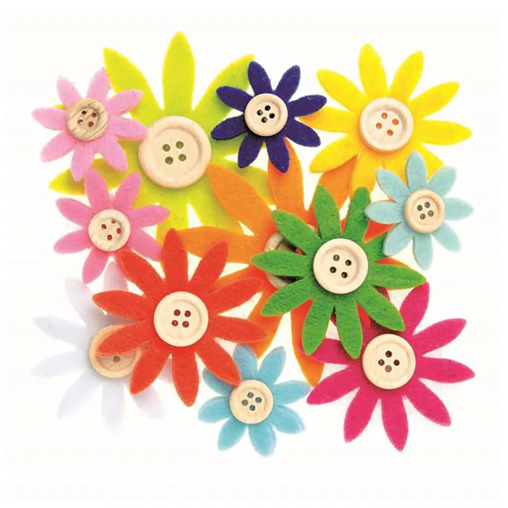 Felt Flower 12Pcs Assorted. 3.5-7cm, Multicolored