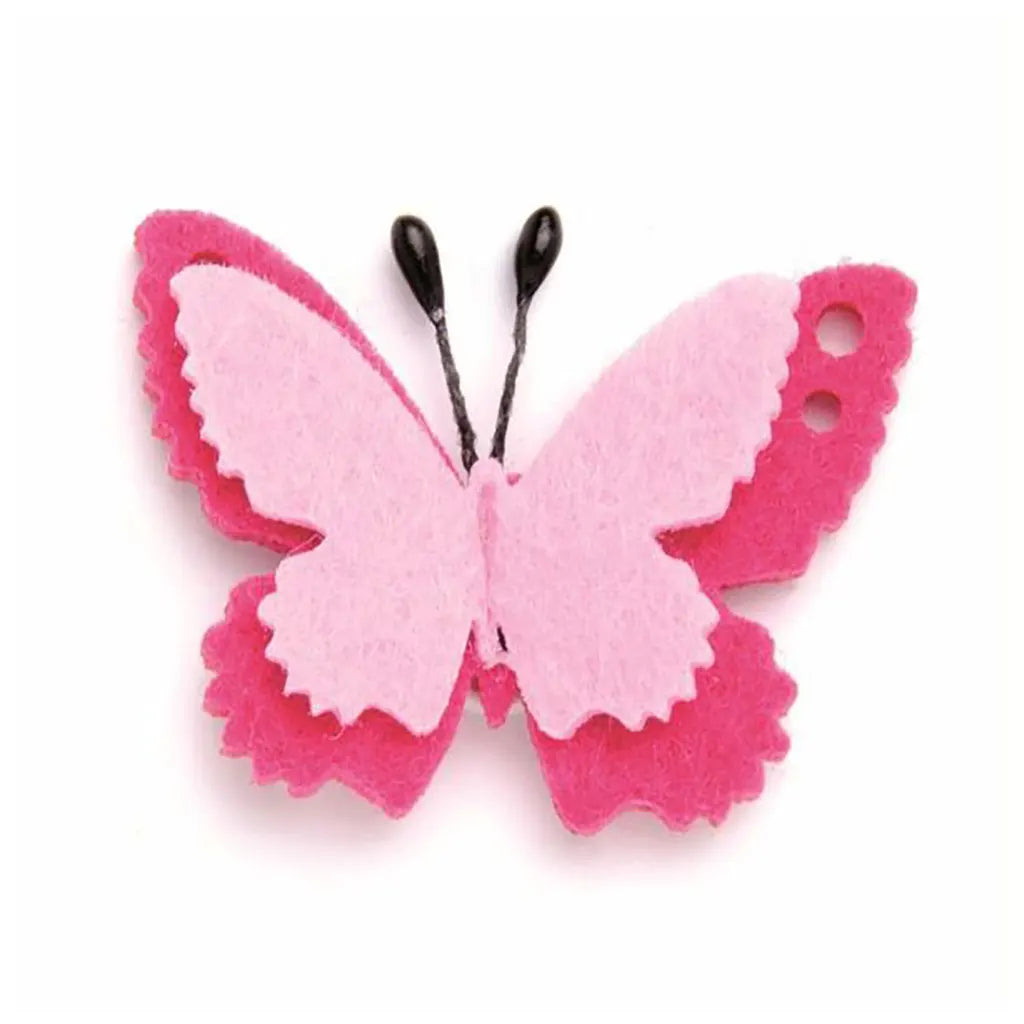 Felt Butterflies Selfadhesive 4x3cm 6Pcs, Pink