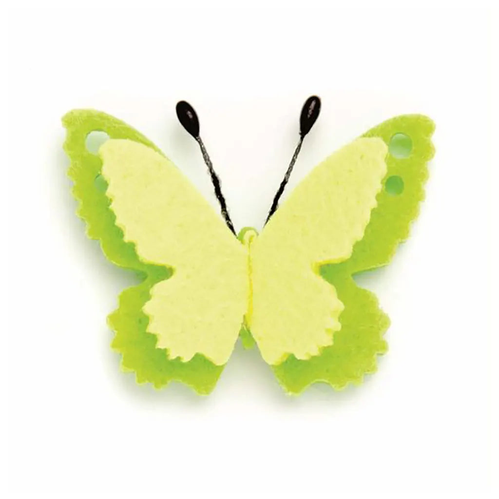 Felt Butterflies Selfadhesive 4X3cm 6Pcs, Green-Yellow
