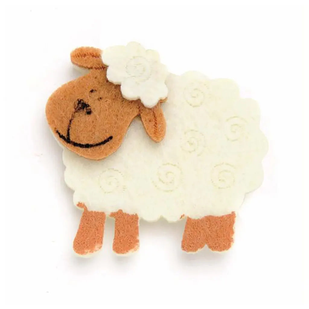 Felt Sheeps 4.5X4cm 6Pcs Selfadhesive, Beige