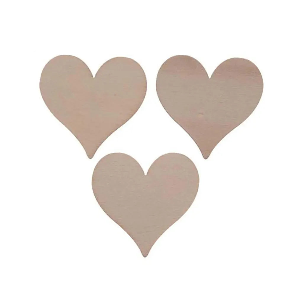 Wooden Deco Hearts 7pcs 3.6X3.6X0.3cm, Natural