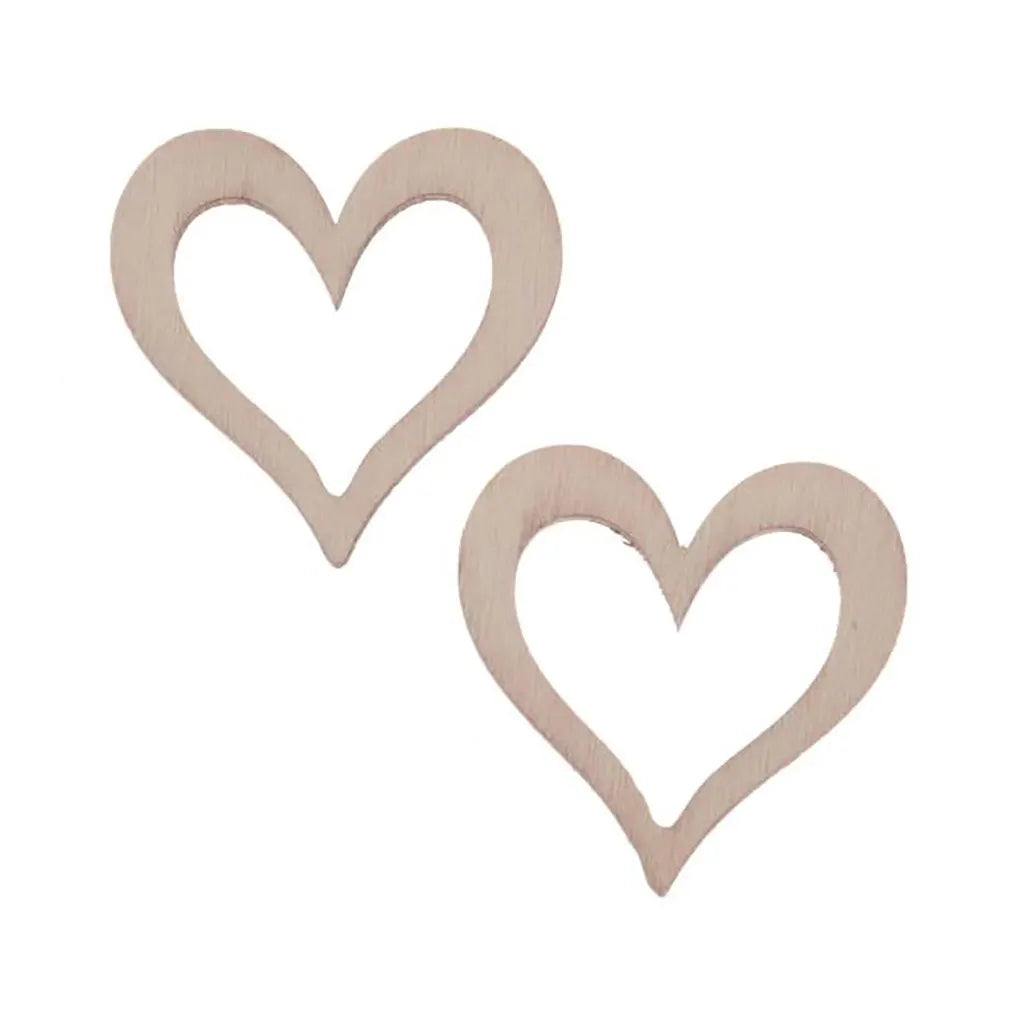 Wooden Deco Hearts 7pcs 4X4X0.3cm, Natural