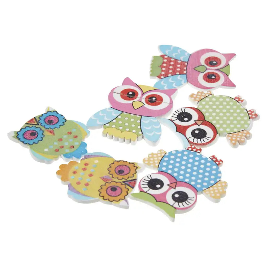 Wooden Owl 3.5cm 6pcs Assorted