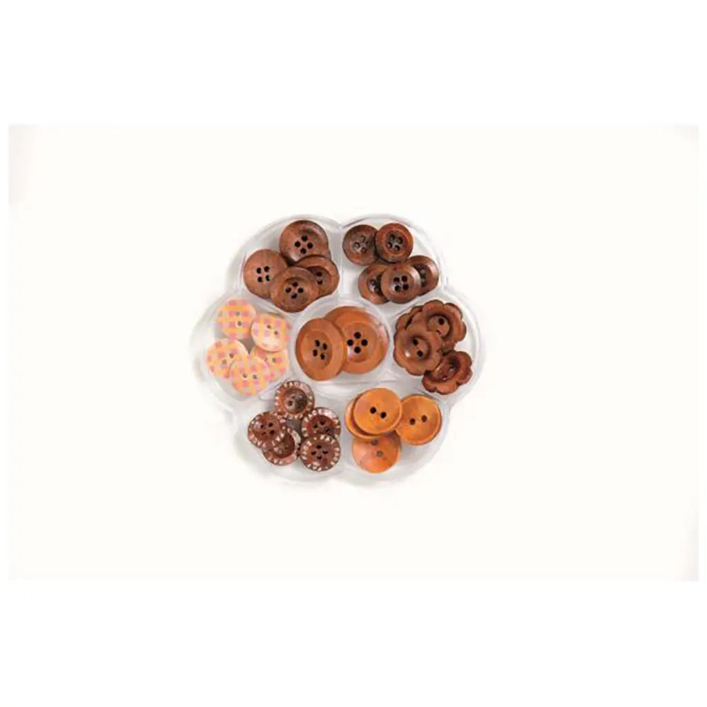 Wooden Buttons 33pcs Printed