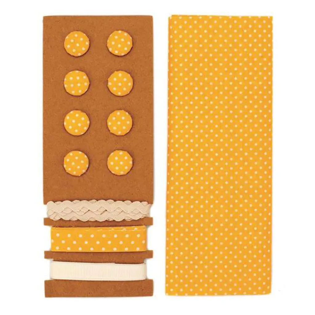 Textile Set Yellow with Dots 48x48cm Ribbons 3x1m, 8 Buttons