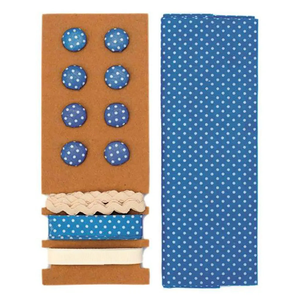 Textile Set Blue with Dots 48x48cm Ribbons 3x1m, 8 Buttons