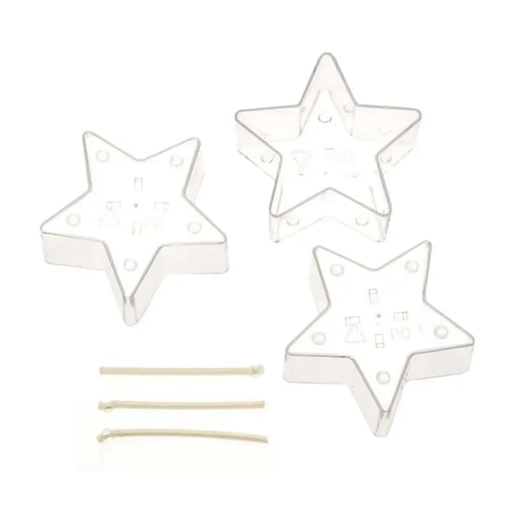 Candle Mould Star 3pcs 55x55x25mm with Wick