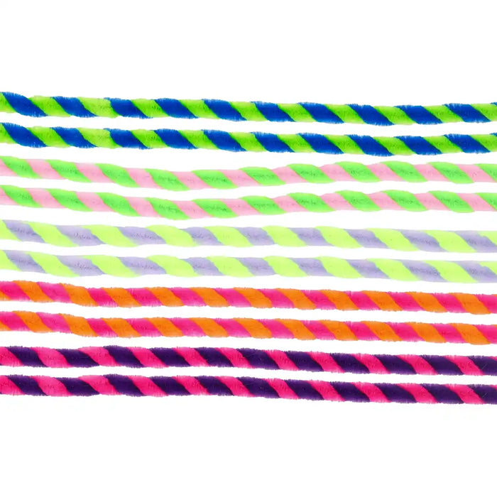 Pipe Cleaners 10pcs Assorted, Bicolour Twisted