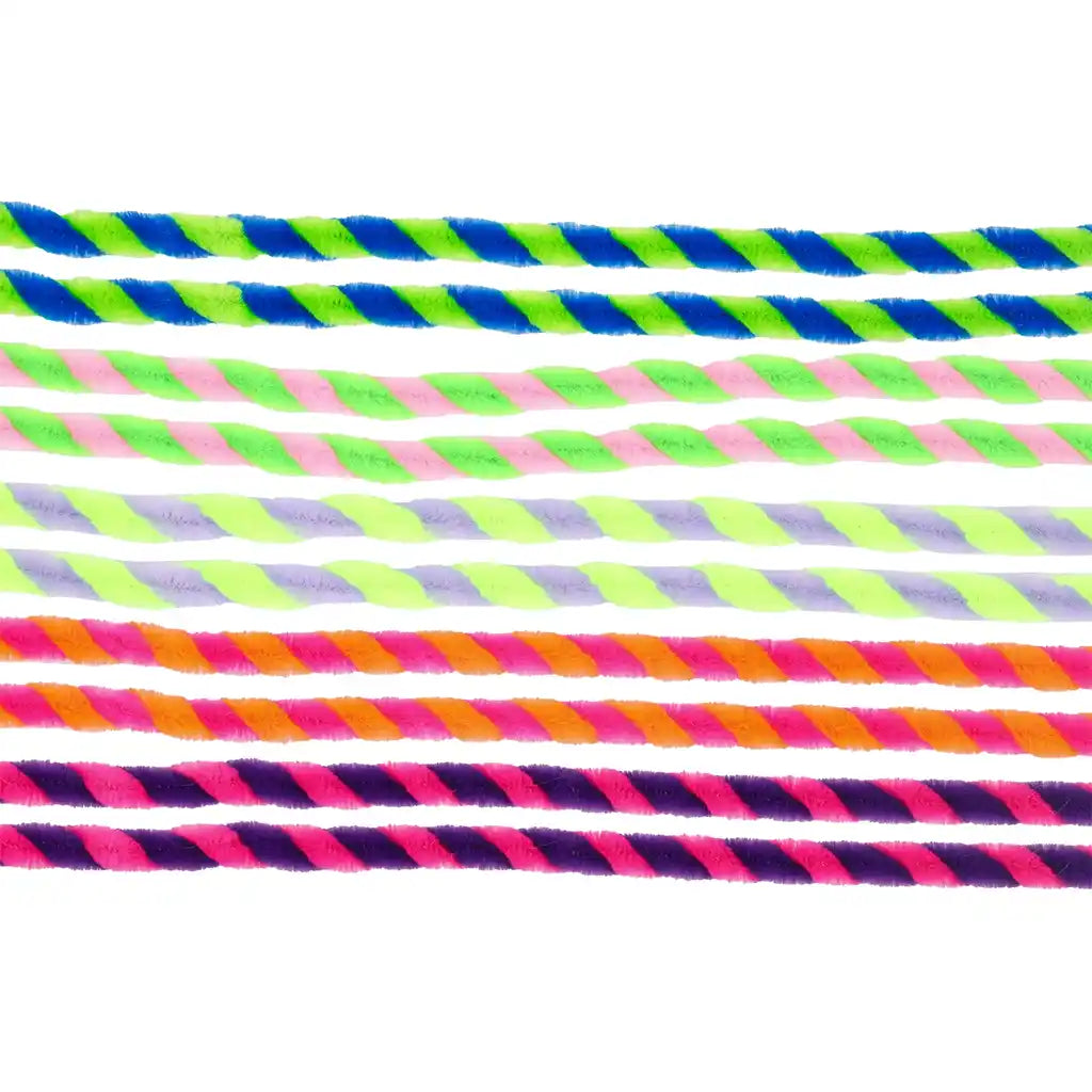 Pipe Cleaners 10pcs Assorted, Bicolour Twisted