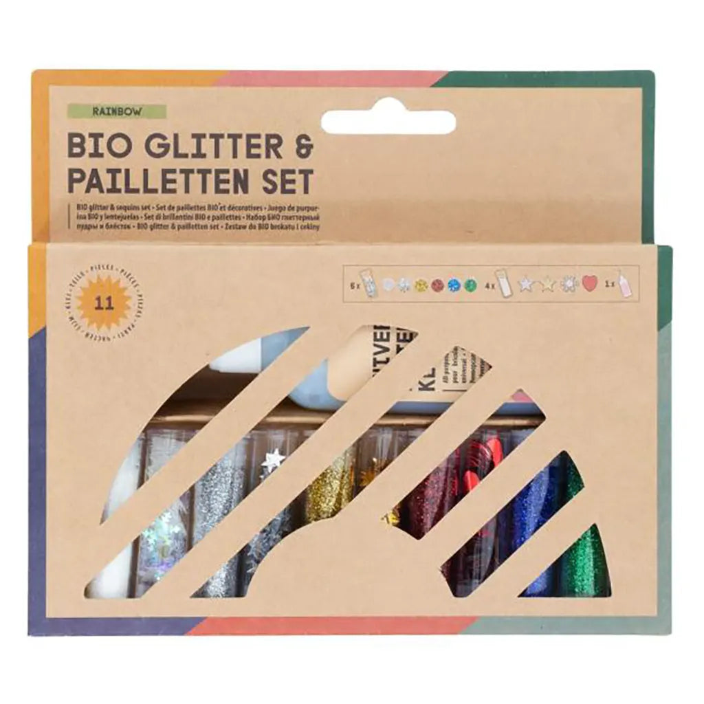 Organic Glitter Set 10 Boxes 1 Glue 90G