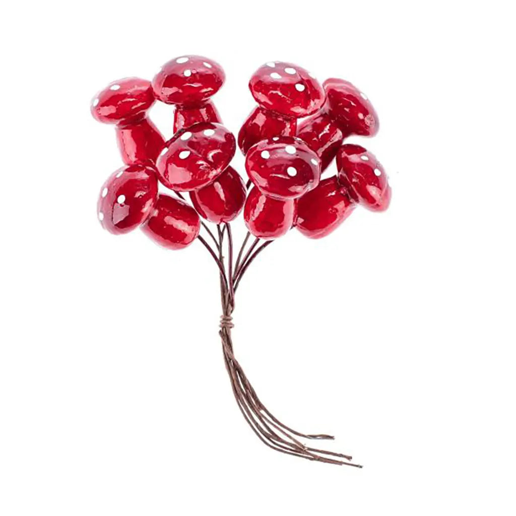 Deco Mushrooms Red 1 Bunch 2X2.5cm