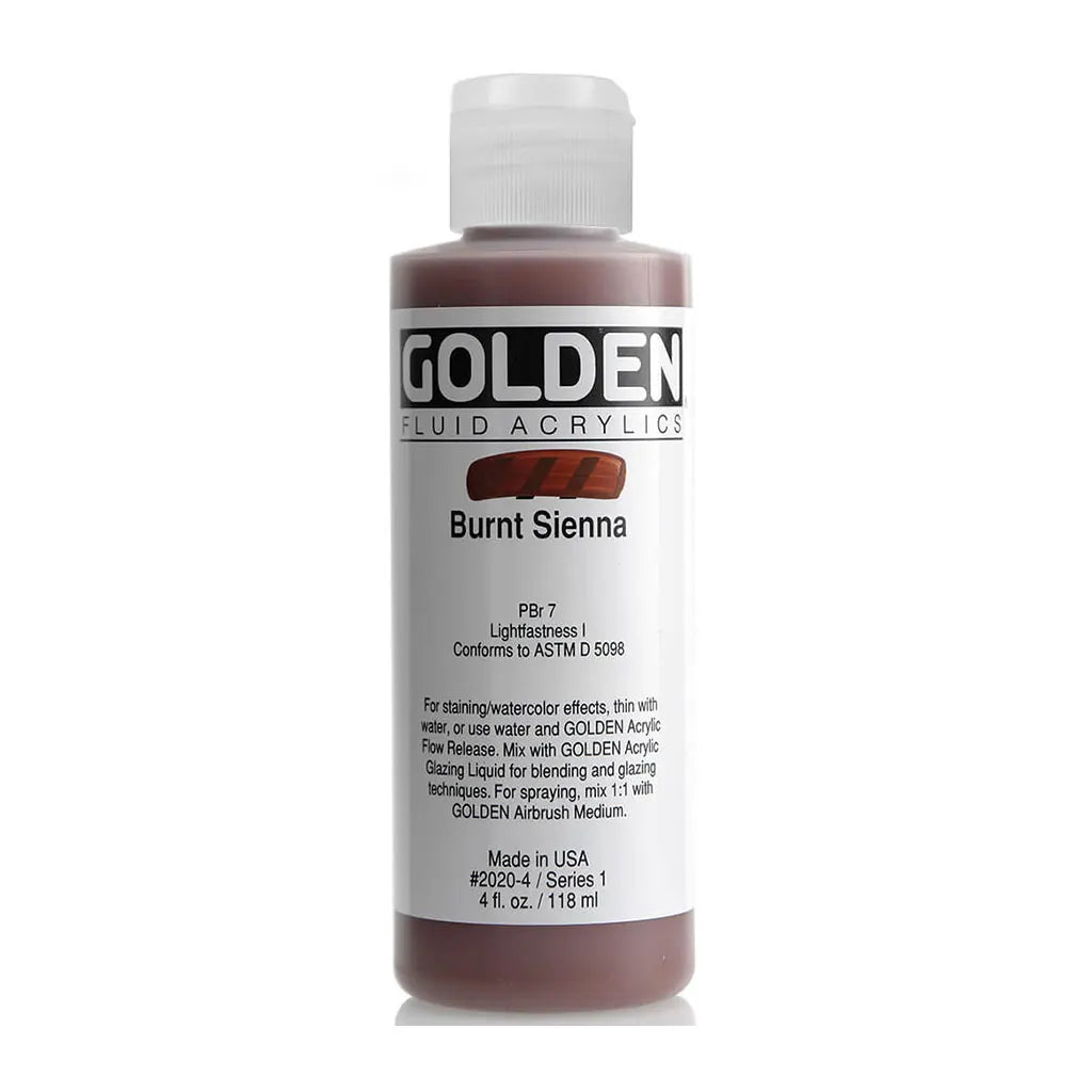 Golden Fluid Acrylic 4oz Burnt Sienna S1