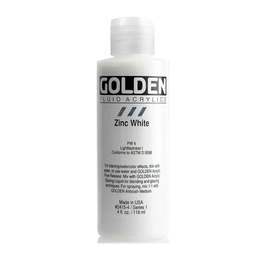 Golden Fluid Acrylic 4oz Zinc White S1