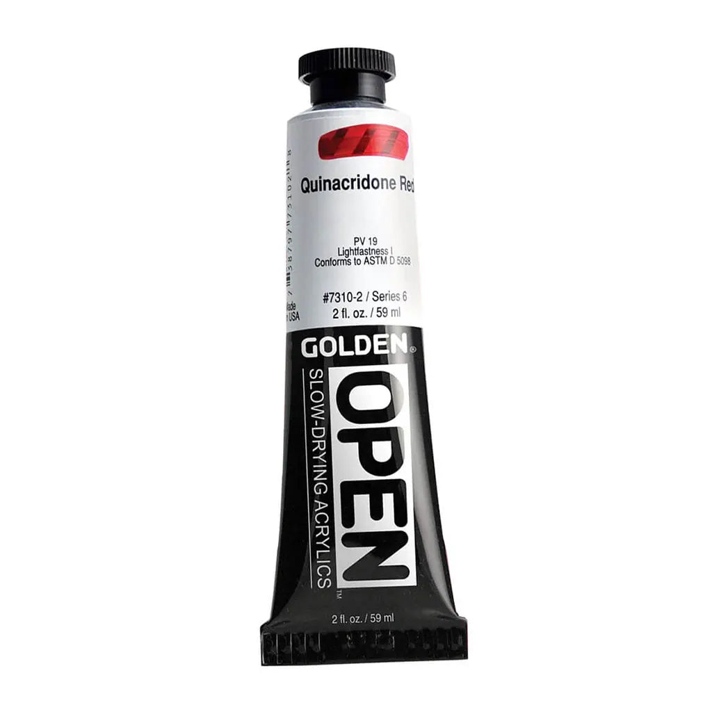Golden OPEN Slow-Drying Acrylic Paint 2oz Quinacridone Red S6