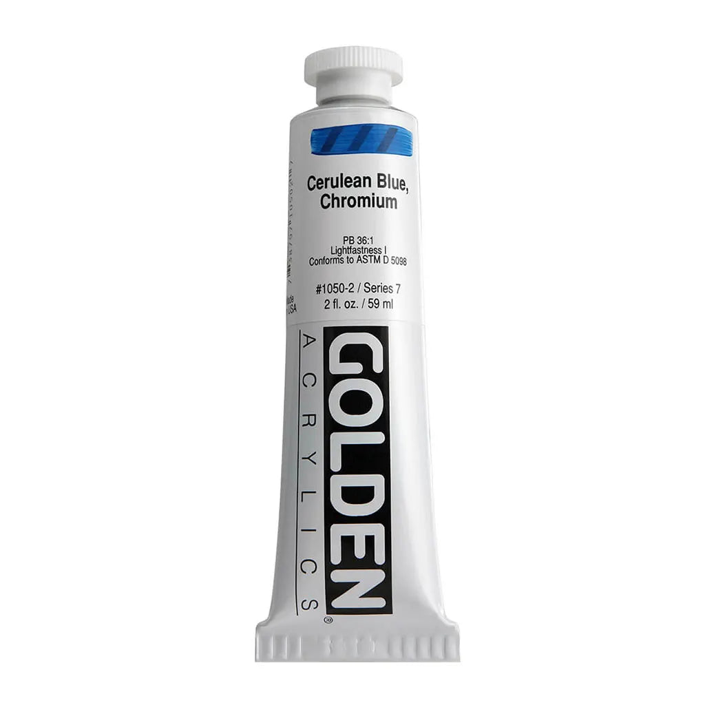 Golden Heavy Body Acrylic 2oz Cerulean Blue Chromium S7