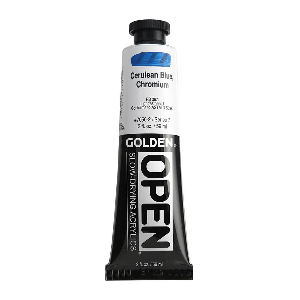 Golden OPEN Slow-Drying Acrylic Paint 2oz Cerulean Blue Chromium S7