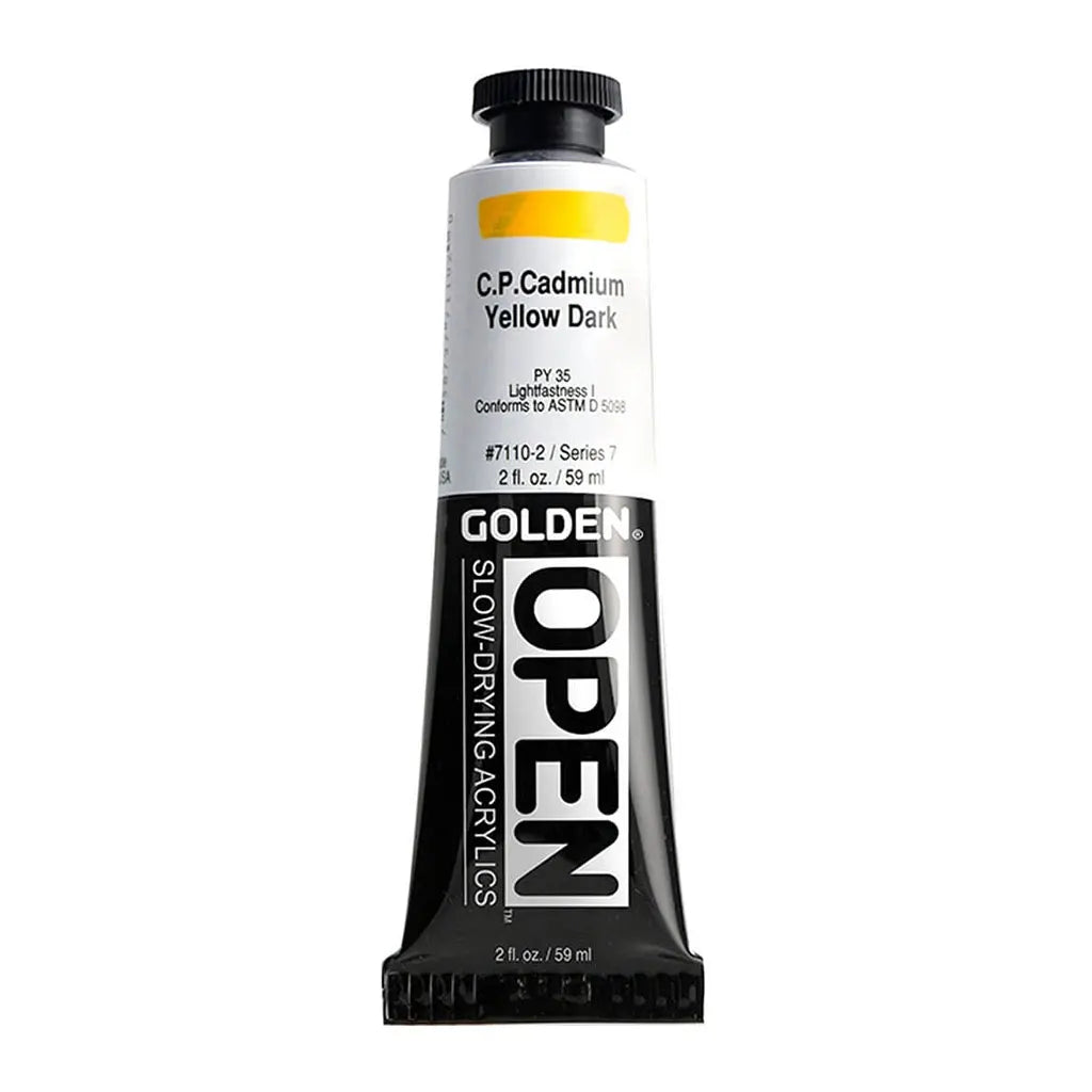 Golden OPEN Slow-Drying Acrylic Paint 2oz Cadmium Yellow Dark S7