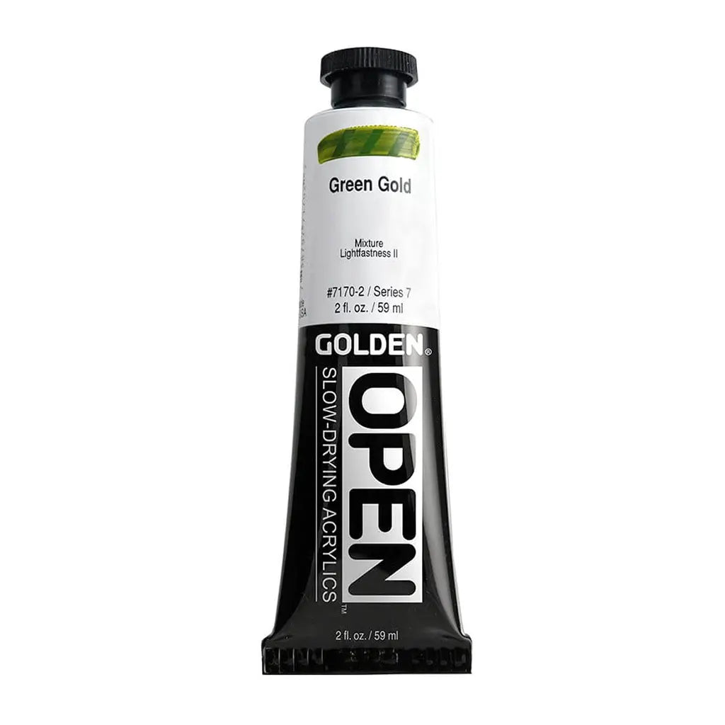 Golden OPEN Slow-Drying Acrylic Paint 2oz Green Gold S7