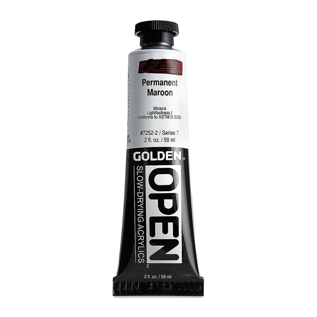 Golden OPEN Slow-Drying Acrylic Paint 2oz Permanent Maroon S7