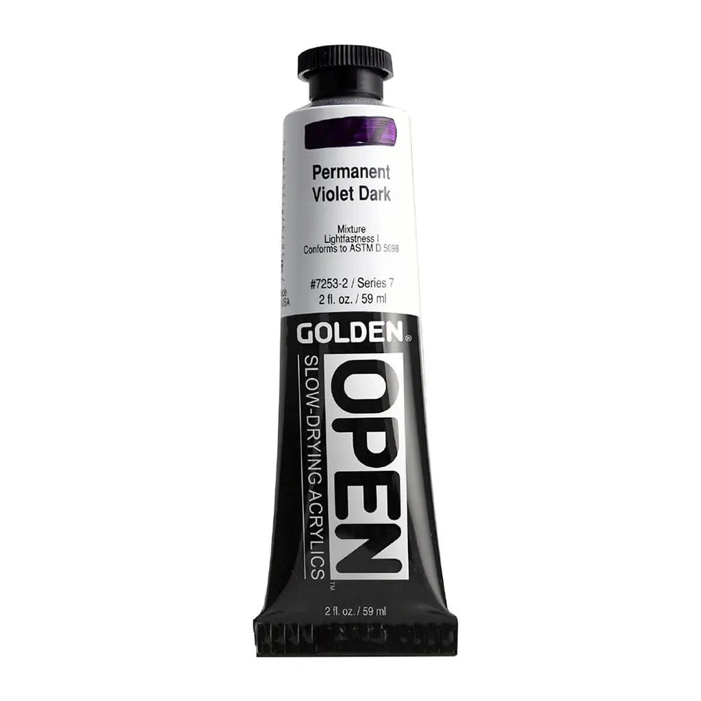 Golden OPEN Slow-Drying Acrylic Paint 2oz Permanent Violet Dark S7