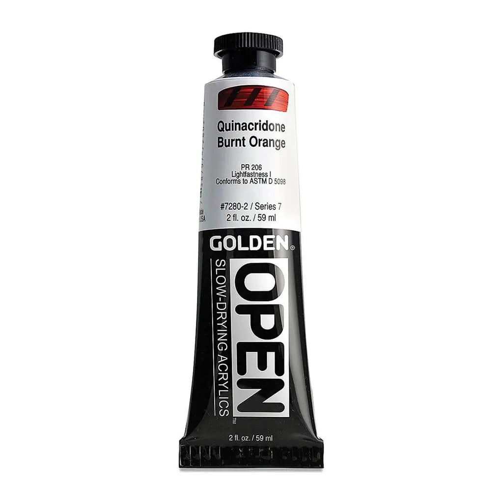 Golden OPEN Slow-Drying Acrylic Paint 2oz Quinacridone Burnt Orange S7